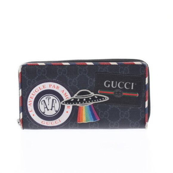 GUCCI Night Courier GG Supreme Long Wallet Black Canvas - Picture 1 of 12